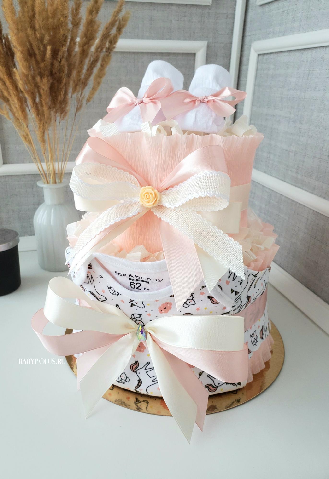 Торт из памперсов на рождение девочки "Единорожка"