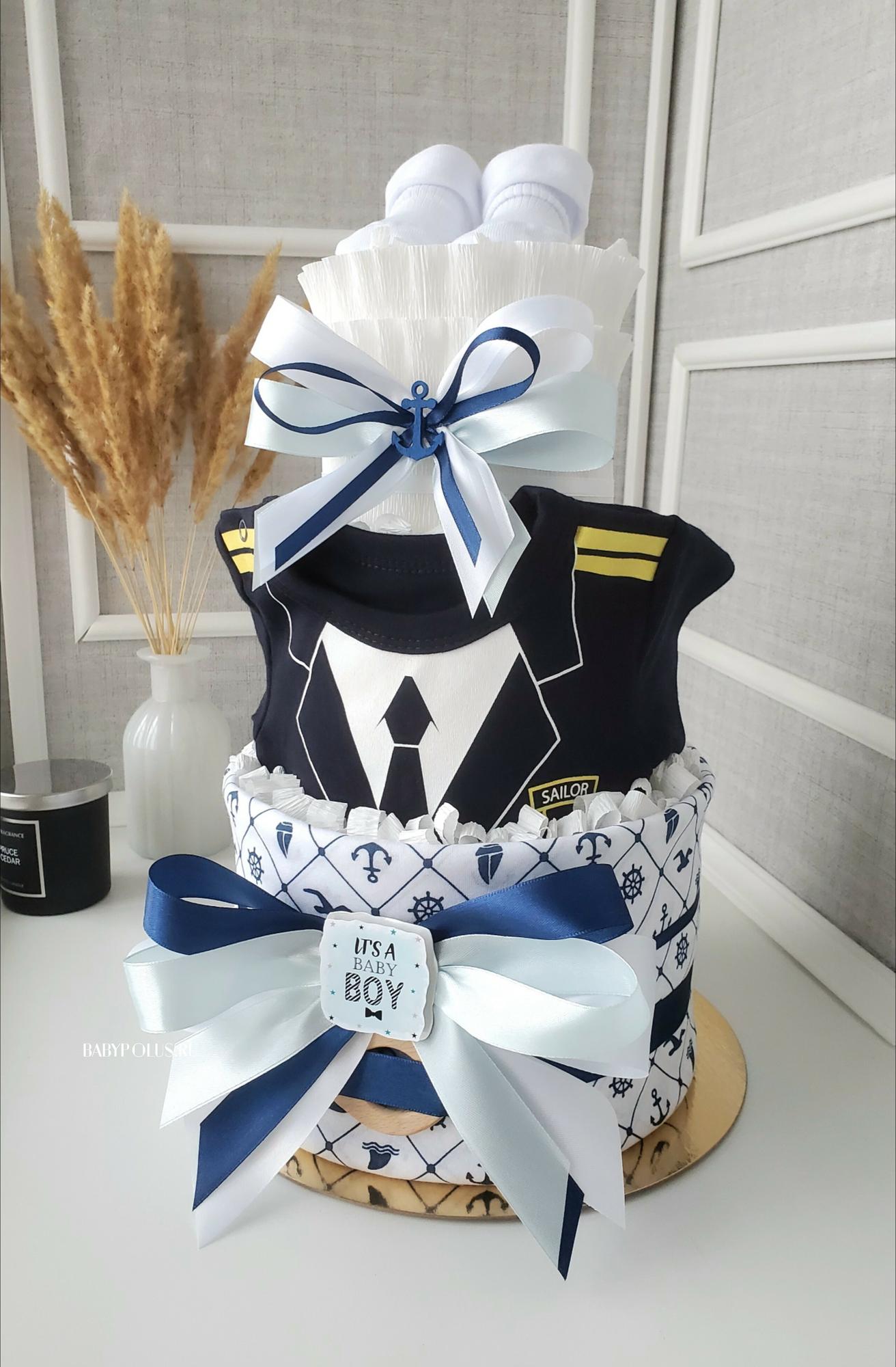 Торт из подгузников на рождение  "Моряк"