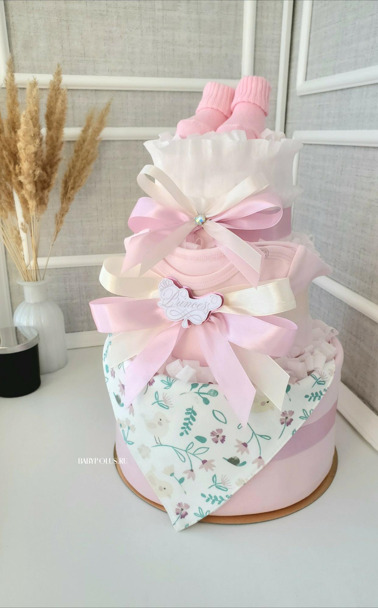 Торт из памперсов на рождение девочки "Для принцессы"