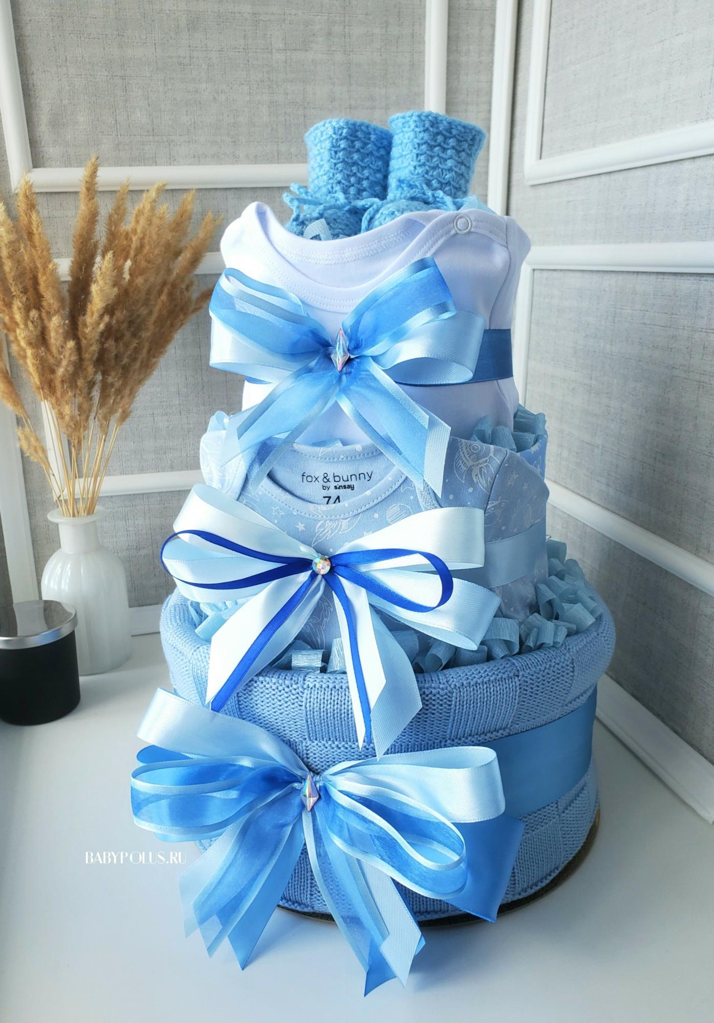 Торт из подгузников подарок на рождение мальчика "Космос"