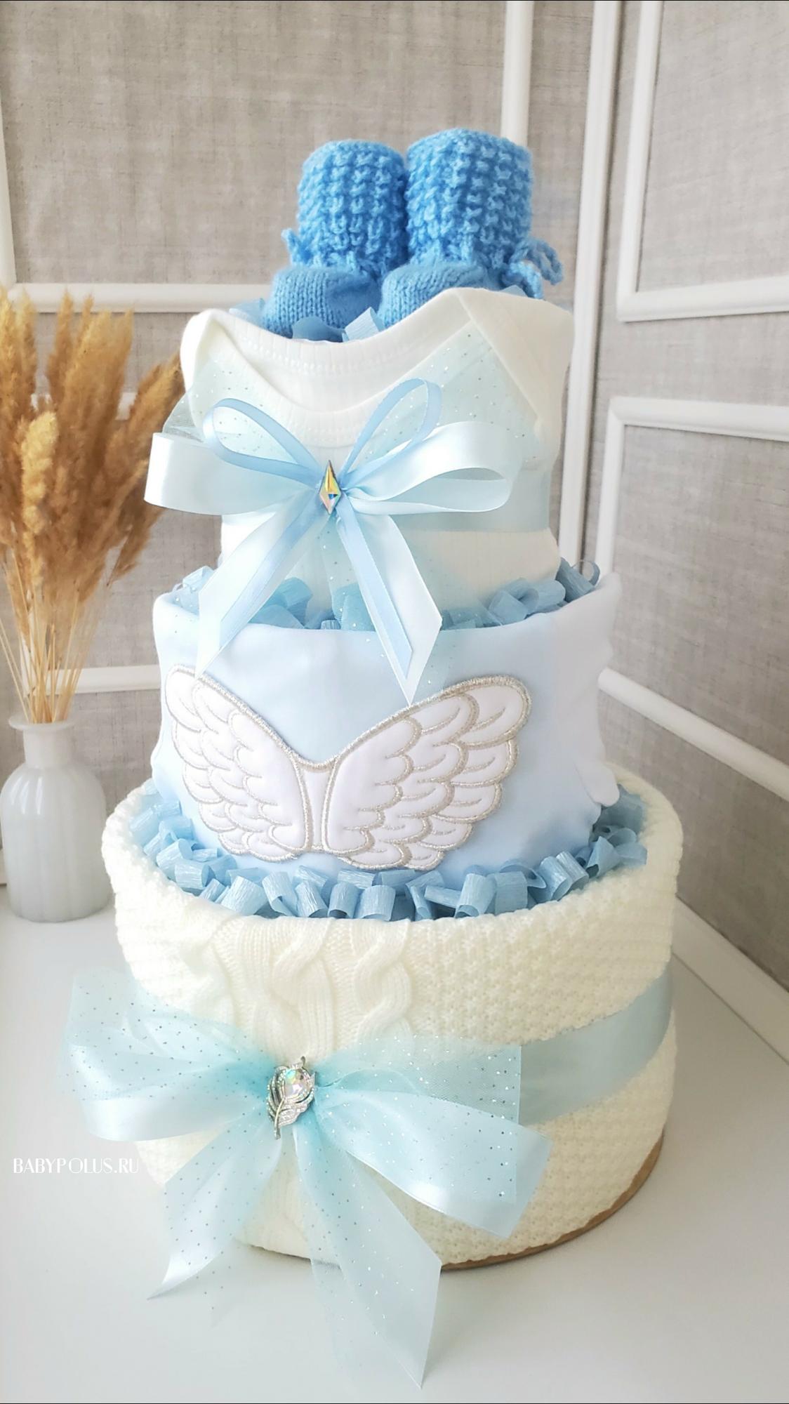 Торт из подгузников для мальчика "Крылышки"