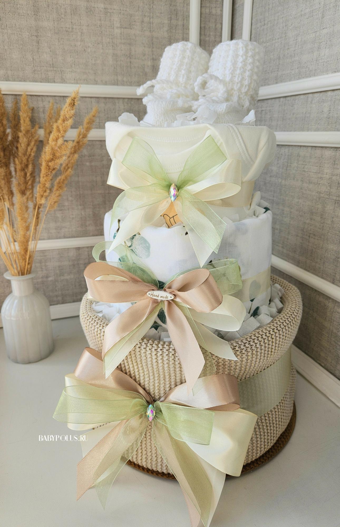 Торт из подгузников/памперсов для девочки или мальчика (универсальный)