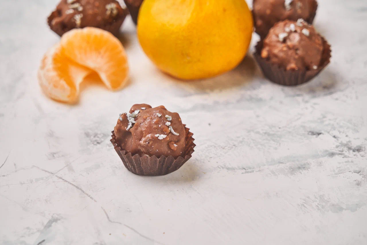 Ганаш с мандарином в молочном шоколаде