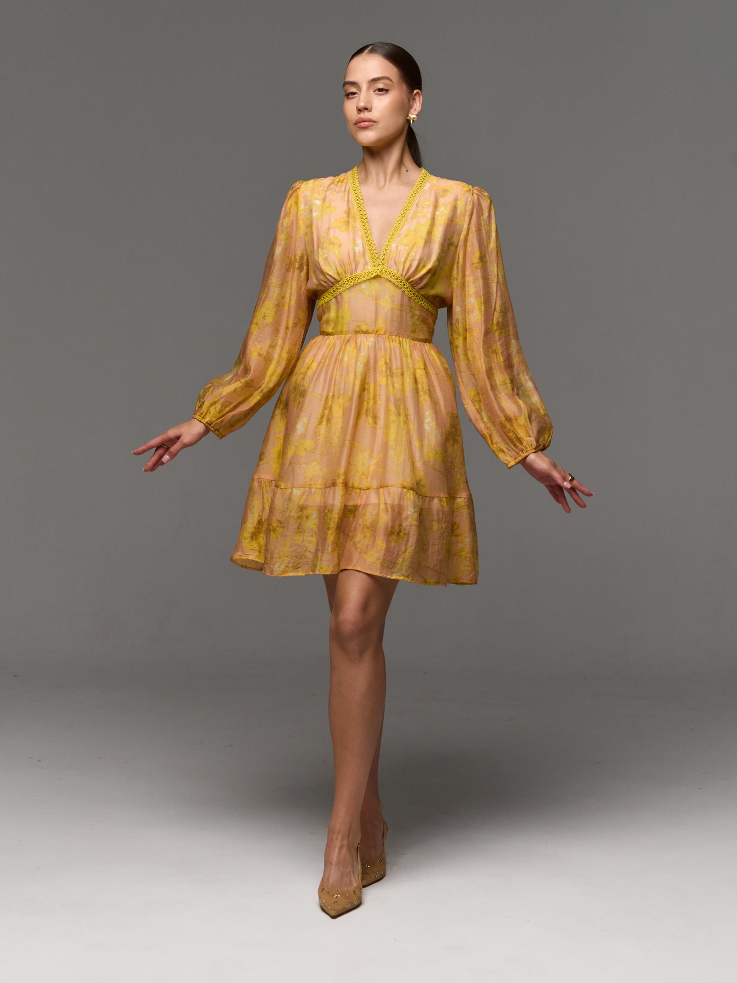 Платье мини Охра