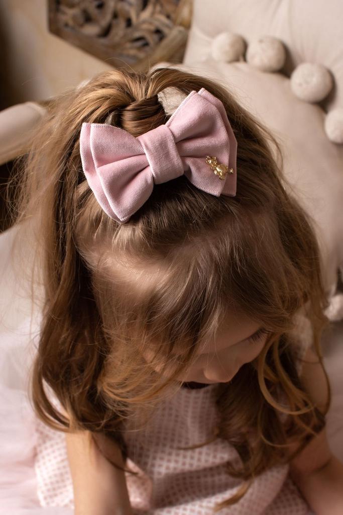 Бант на заколке «Velvet Pink» размер S
