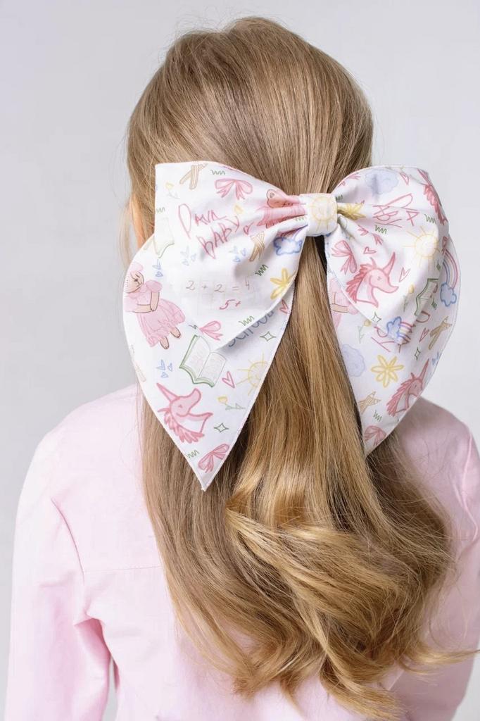 Бант на заколке «School Print Pink»