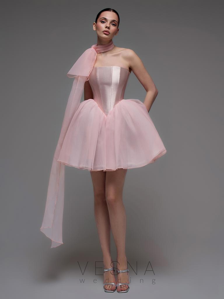 Вечернее платье Элиф Мини Пинк + Шарф