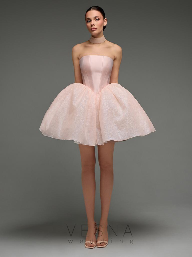 Вечернее платье Элиф мини Пинк шайн