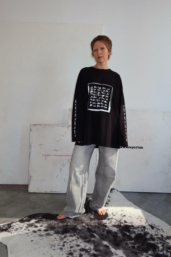 черный лонг НЕ ССЫ белый принт