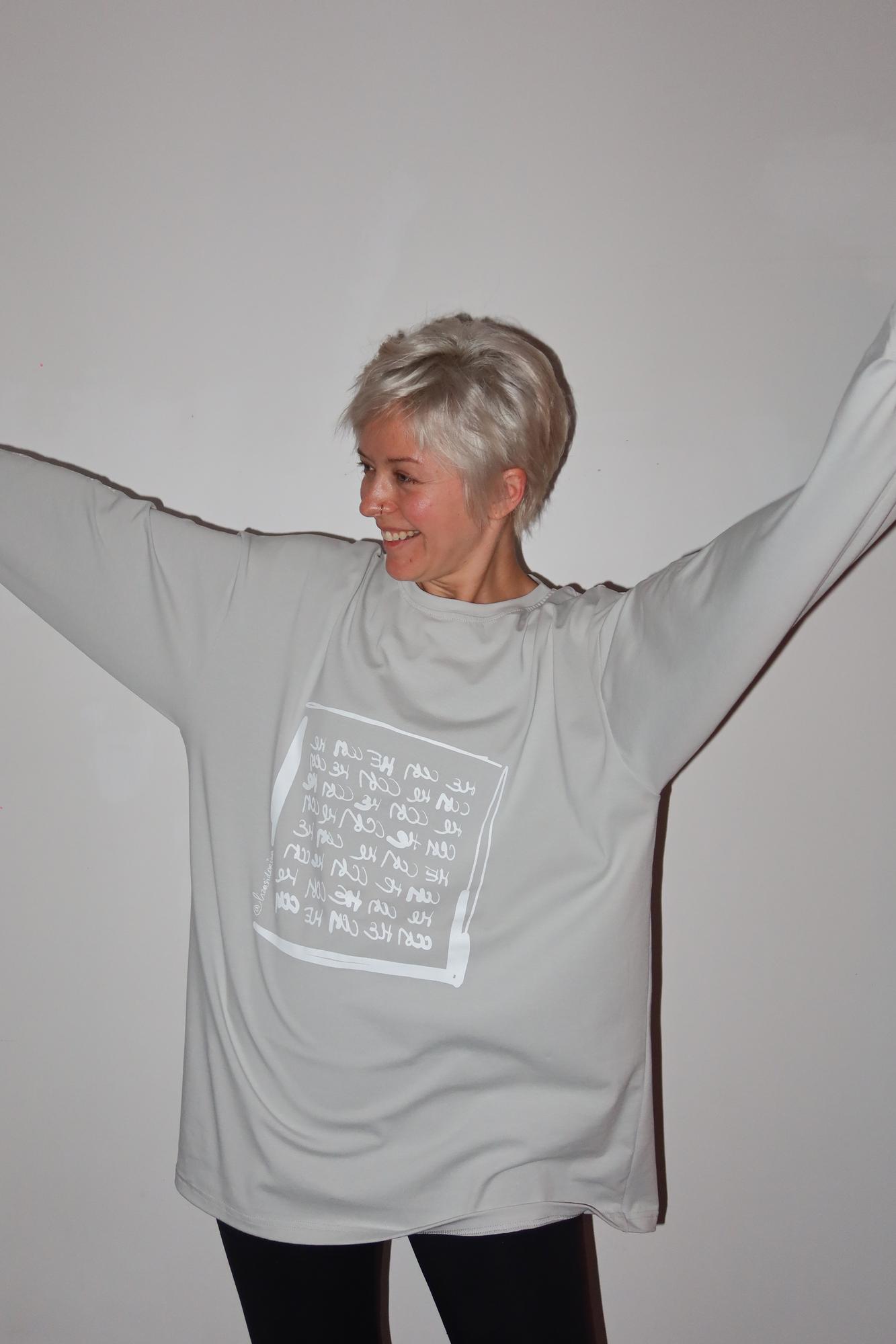 светло-серый лонг НЕ ССЫ белый принт