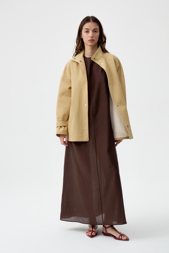 Куртка на кнопках горчица