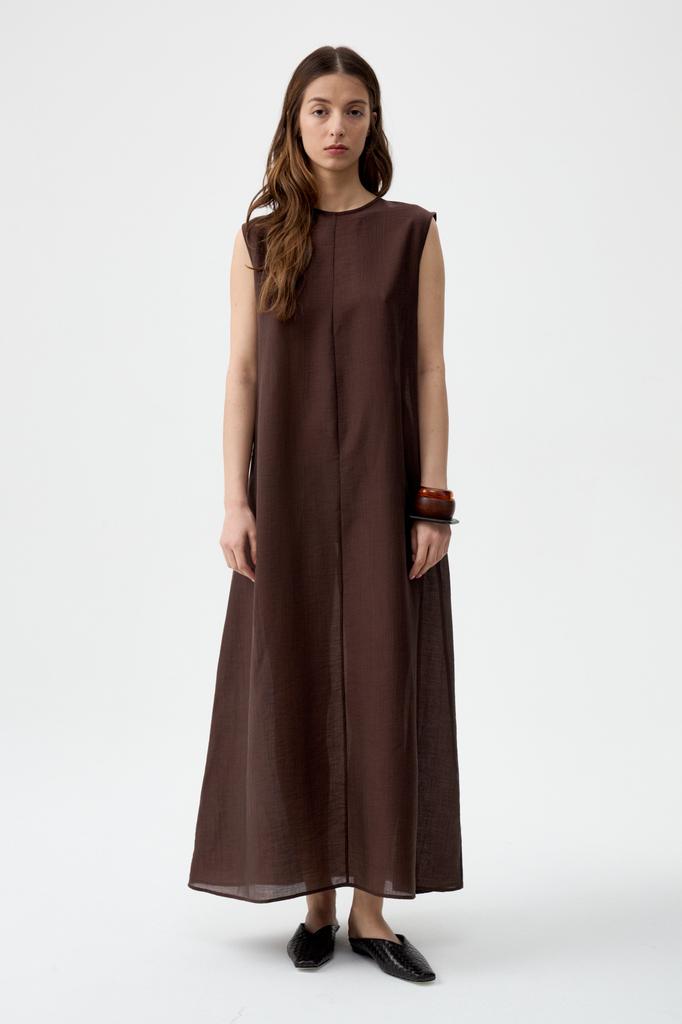 Платье миди шоколадное