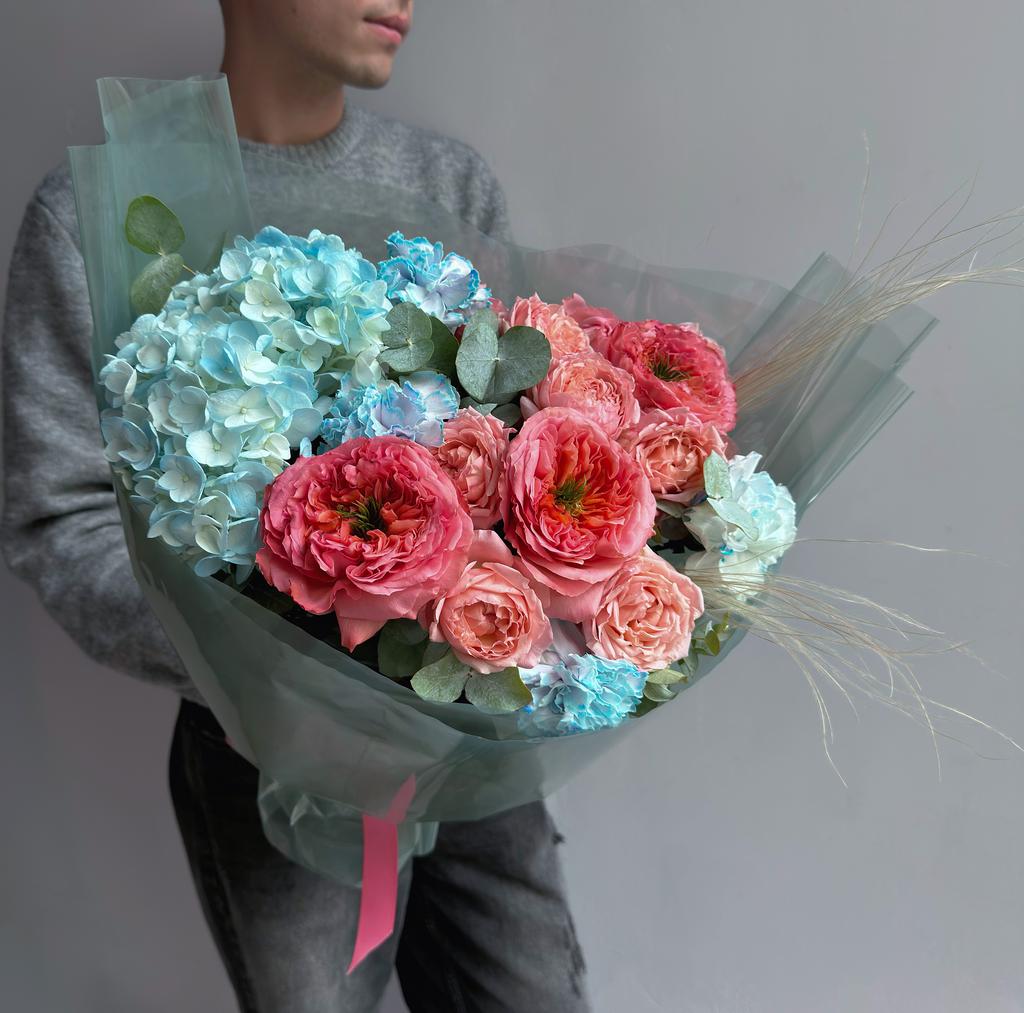 Портофино (Голубая Гортензия и Роза Мандарин)