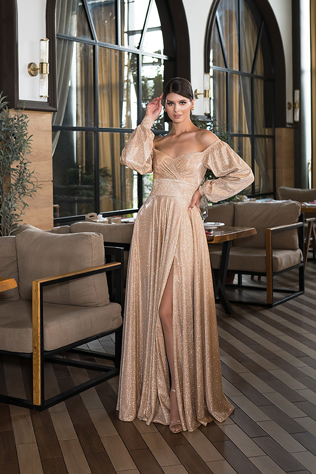 Блестящее платье "Эсмеральда" золото