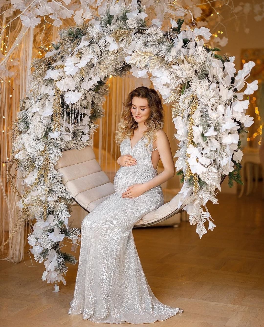 Платье для беременных "Ким" серебро