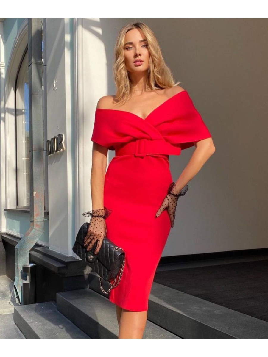 Вечернее платье миди "Лола" red