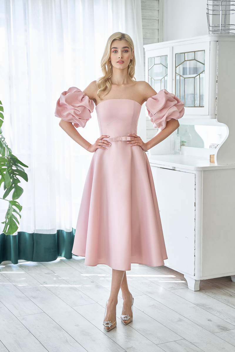 Коктейльное платье миди "Ассоль" пудра