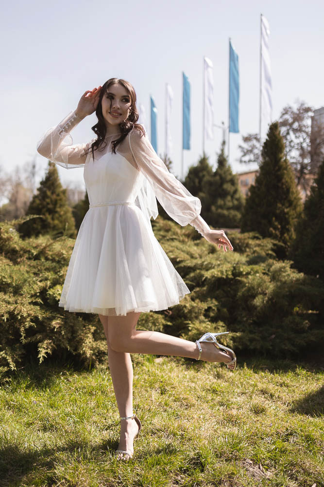 Коктейльное платье мини "Хая" white