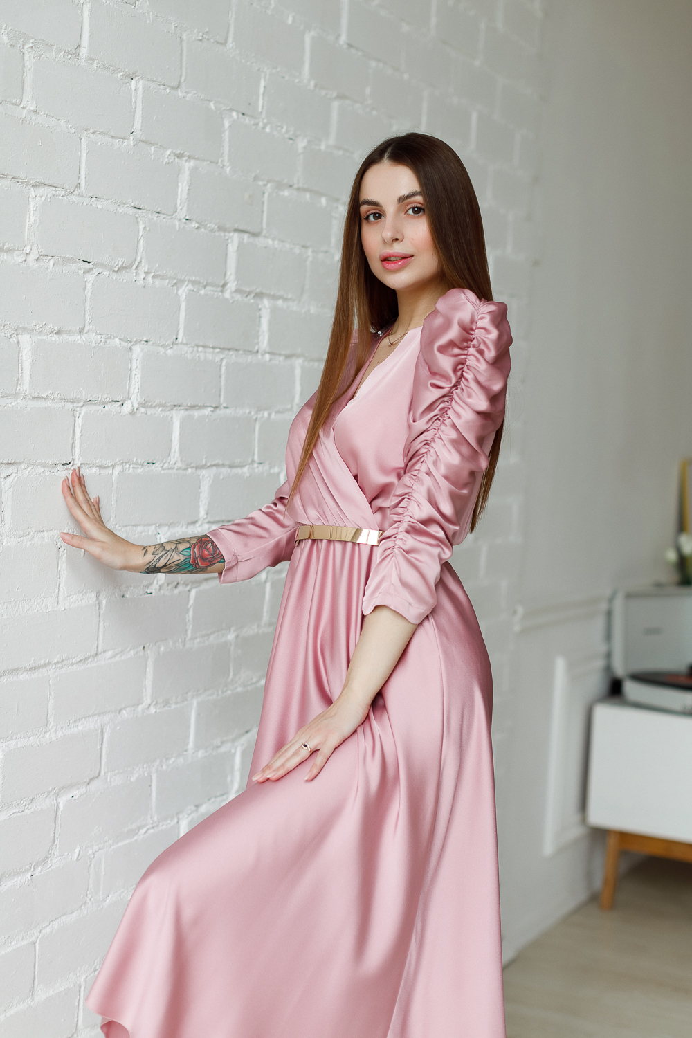 Платье "Айдан" пудра миди