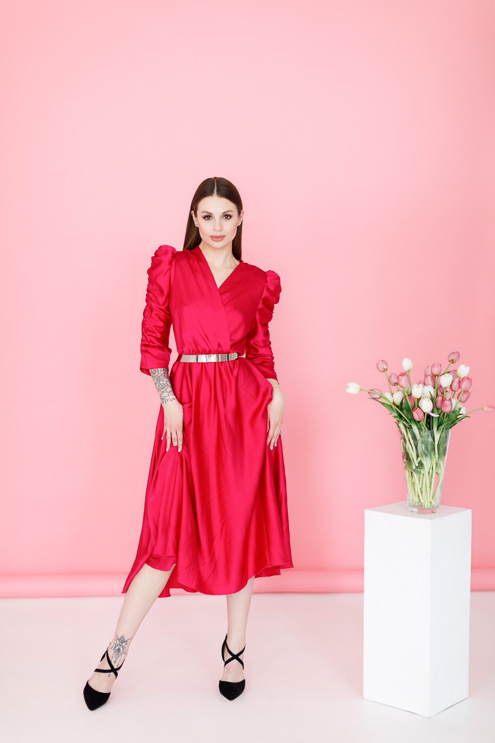 Платье "Айдан" фуксия миди