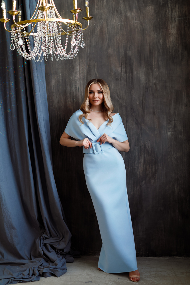 Вечернее платье макси "Лола" небо