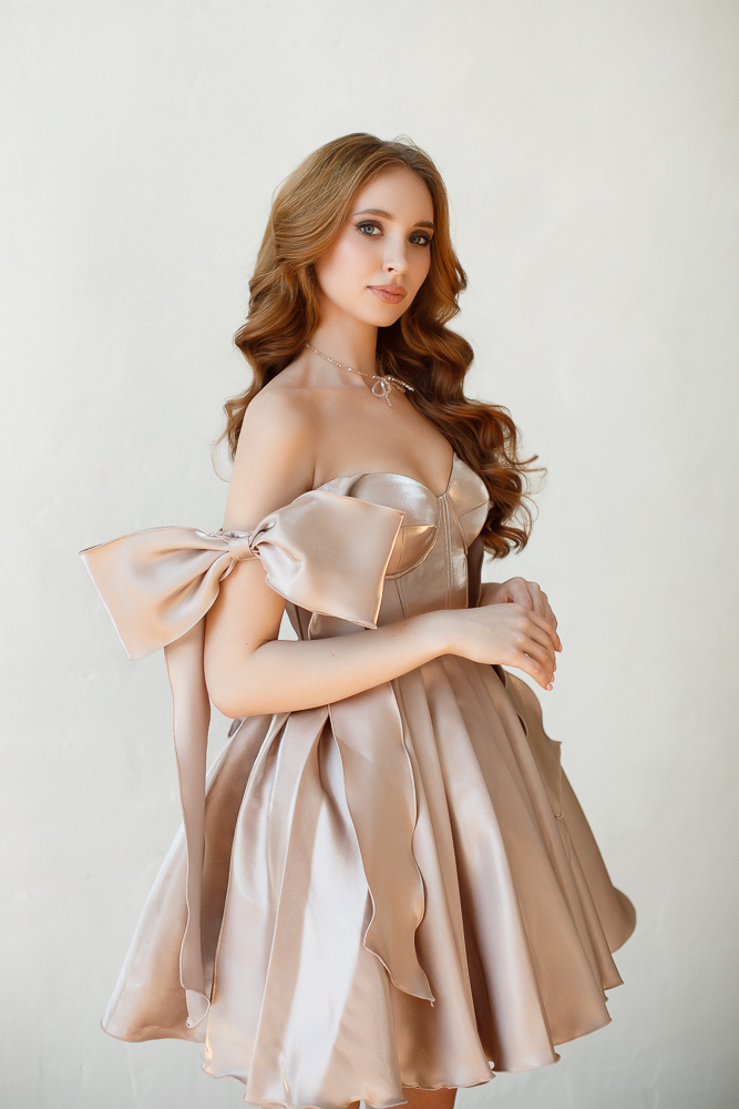 Коктейльное платье мини "Тутти" беж