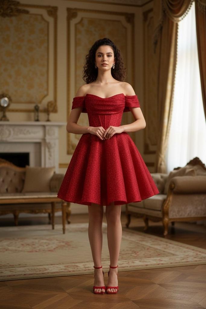 Коктейльное платье мини "Нина" рубин