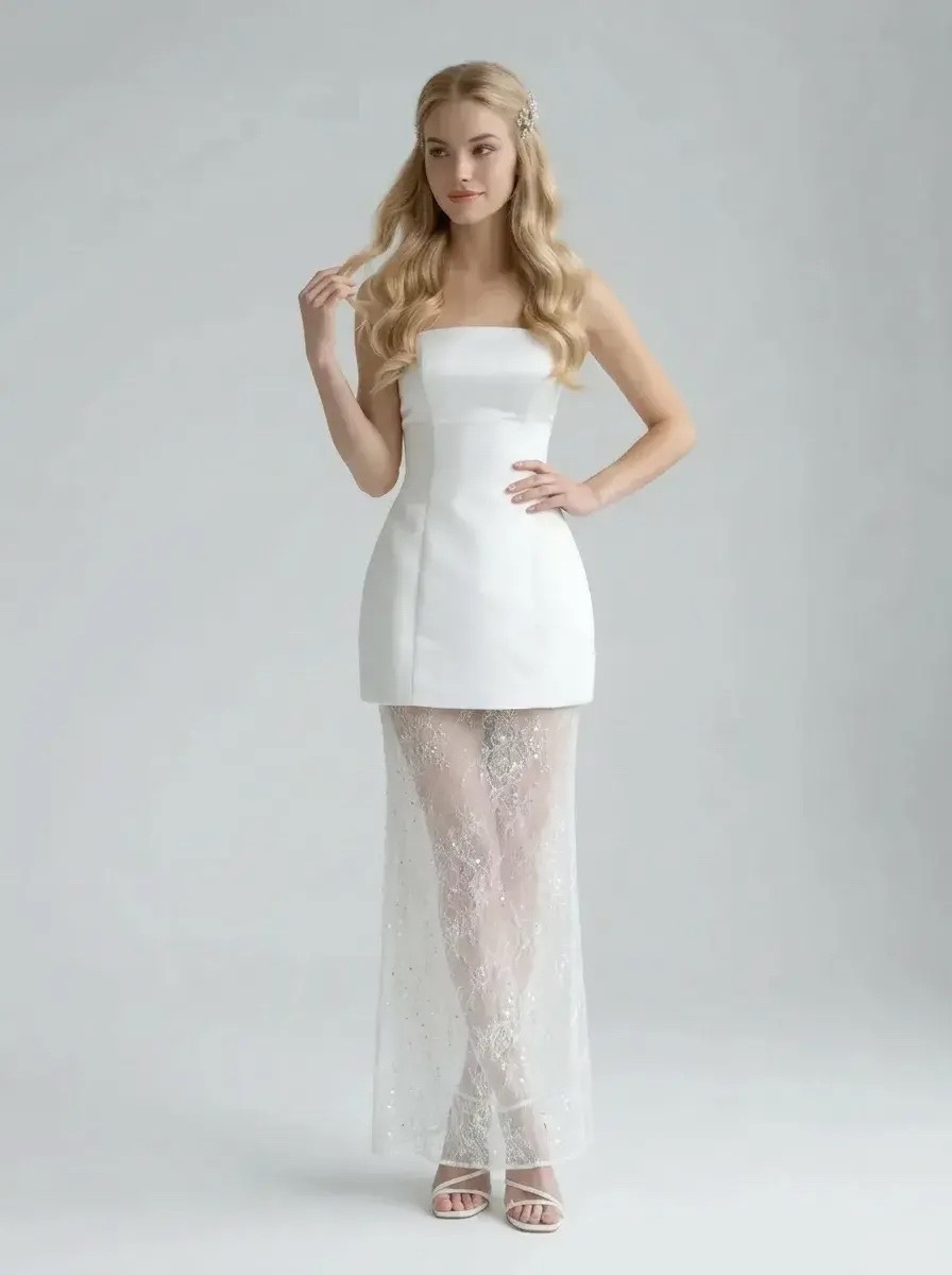 Коктейльное платье мини "Юлианна " white блеск