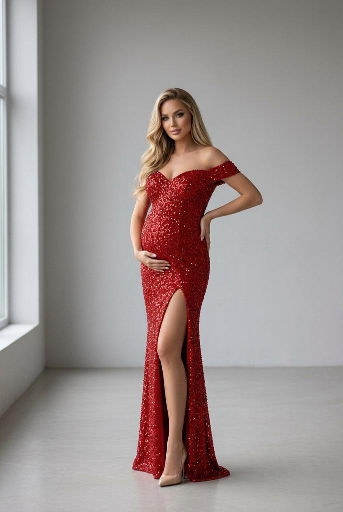 Вечернее платье для беременных "Азария" red