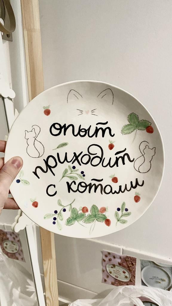 Тарелочка «Опыт приходит с котами»