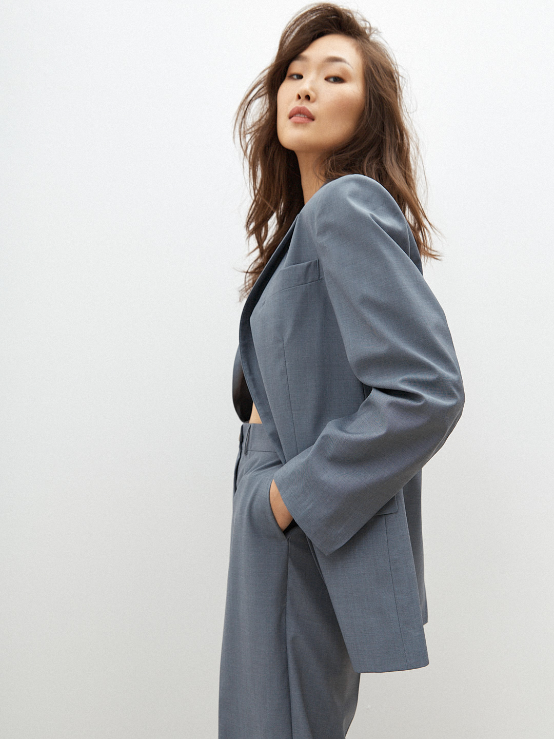 Пиджак прямого кроя из костюмной шерсти