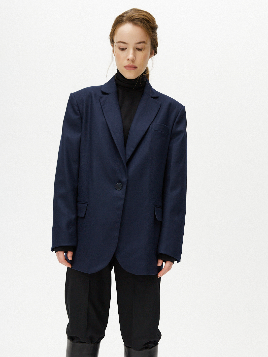 Жакет свободный из плотной шерсти