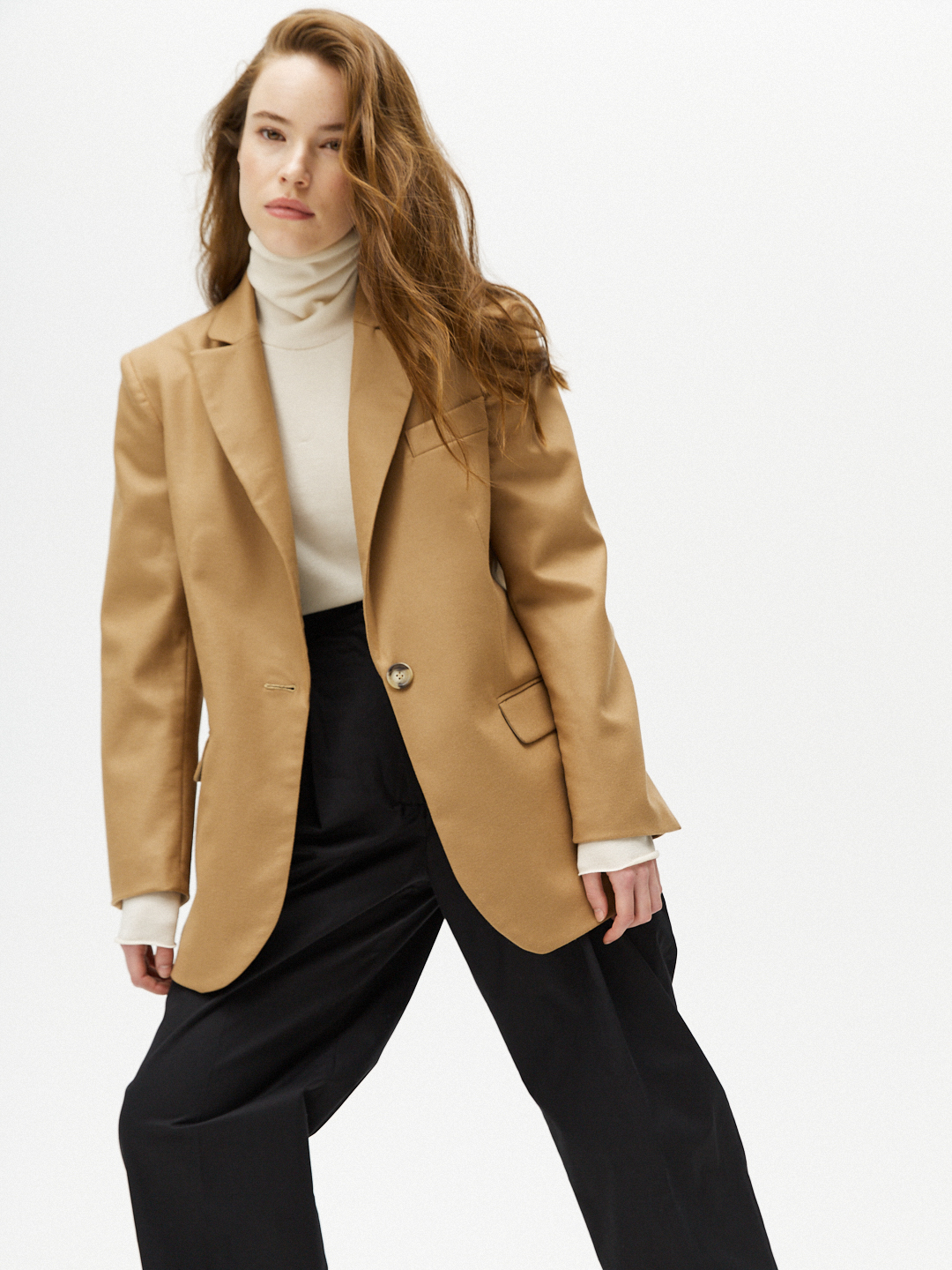 Жакет свободный из плотной шерсти