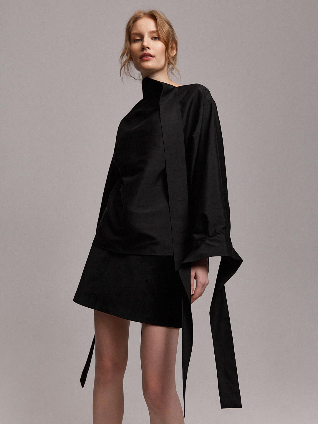 Блуза из шелка шантунг с лентами