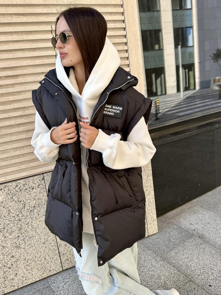 Оверсайз жилет на пуху Black