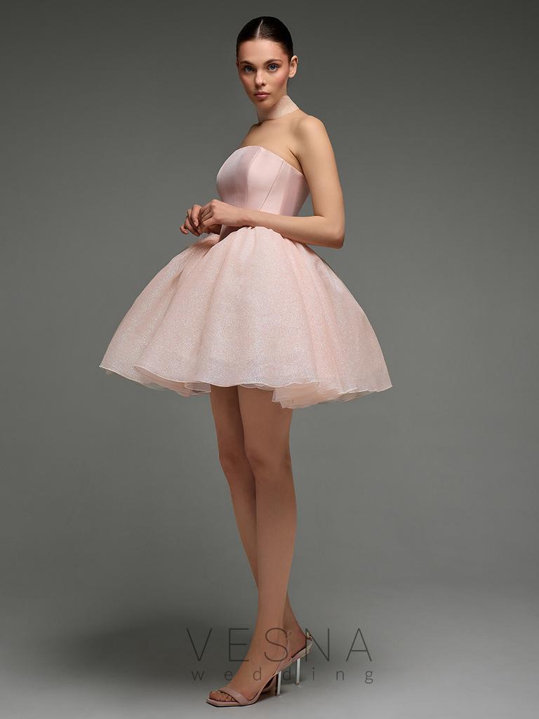 Вечернее платье Элиф мини Пинк шайн