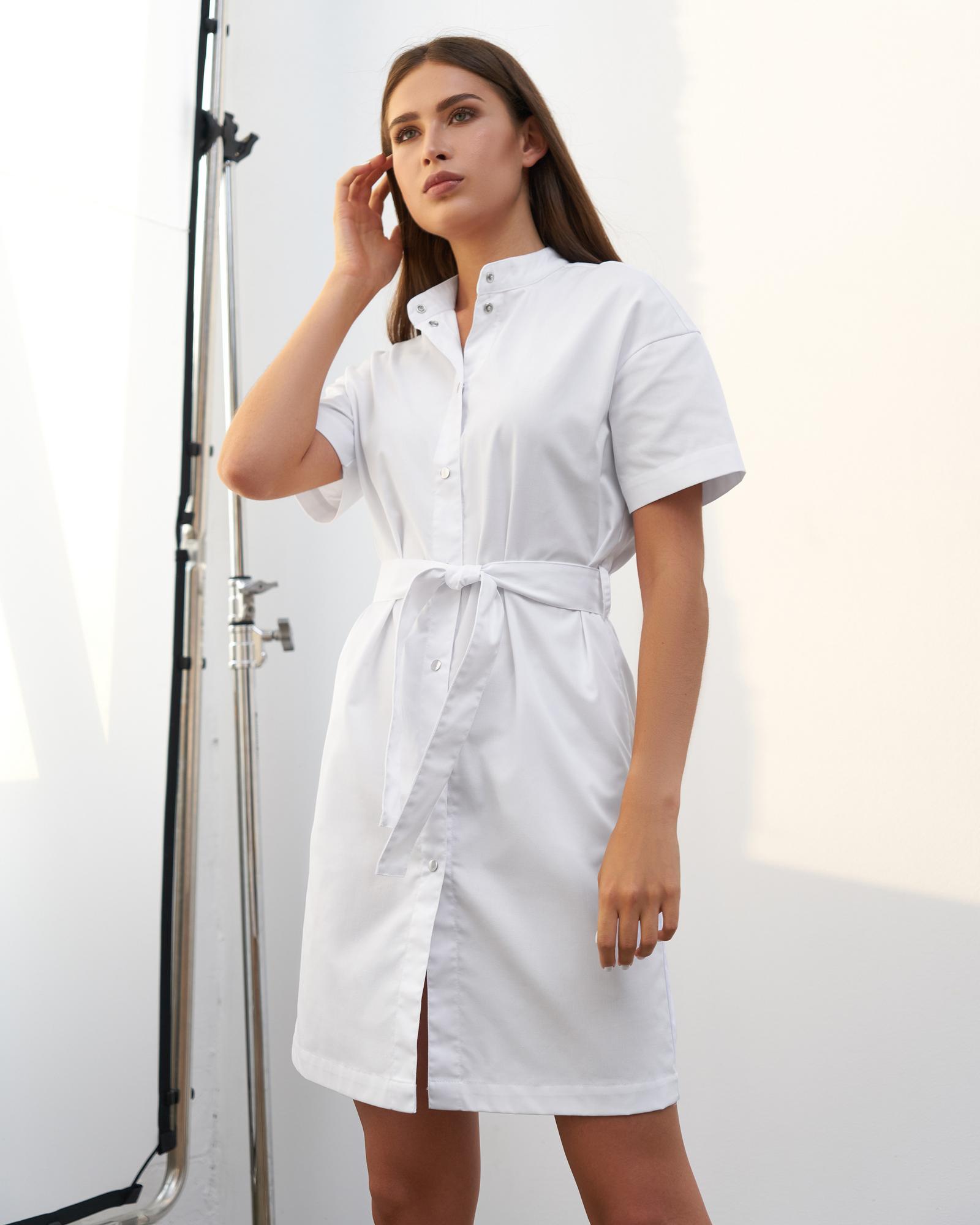 Платье-рубашка белое KL 105