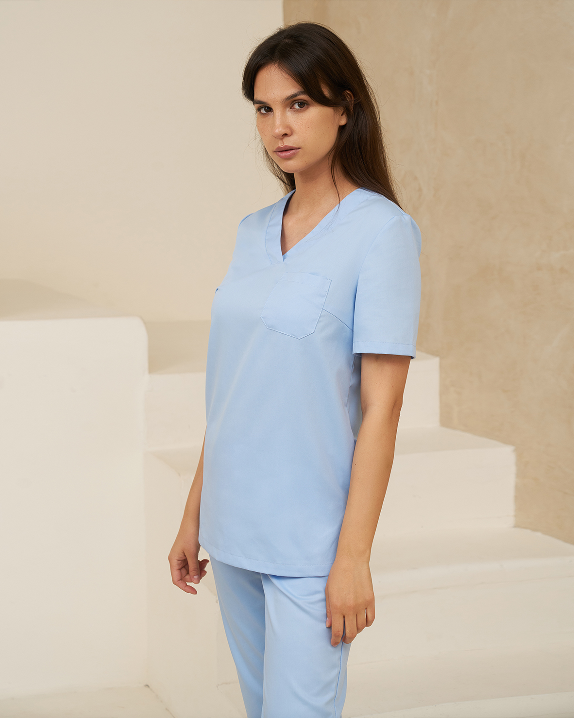 Хирургическая блуза небесно-голубая KL 208