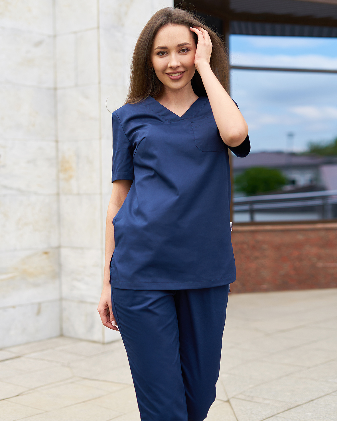Хирургическая блуза тёмно-синяя KL 208