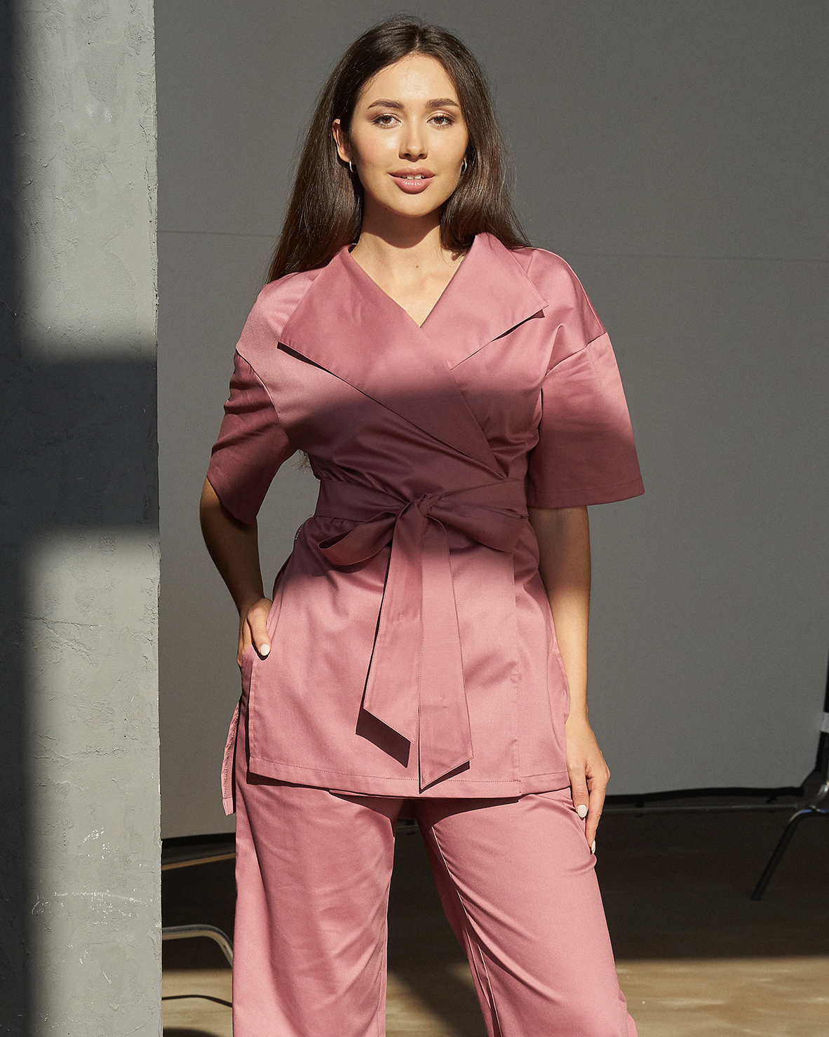 Блуза-кимоно пыльно-розовая KL 209