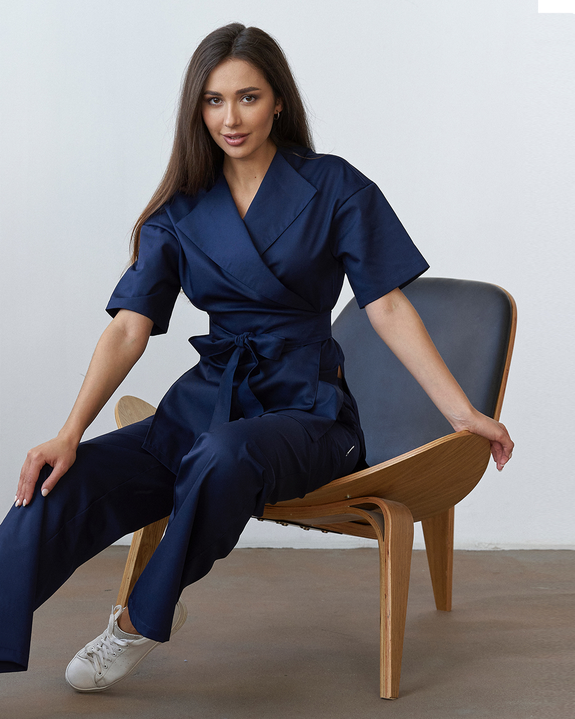 Блуза-кимоно тёмно-синяя KL 209