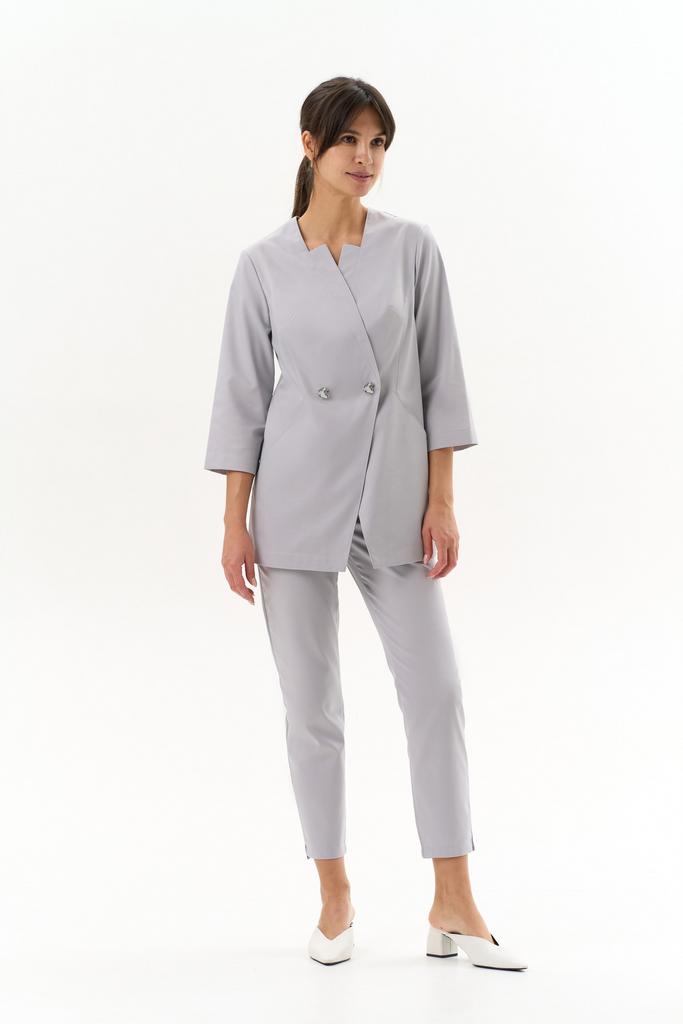 жемчужно-серые медицинские брюки с застежкой на молнию