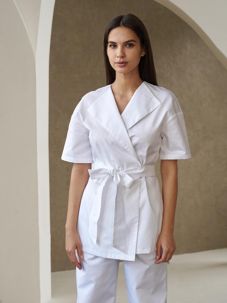 Блуза-кимоно белая (холодный оттенок) KL 209