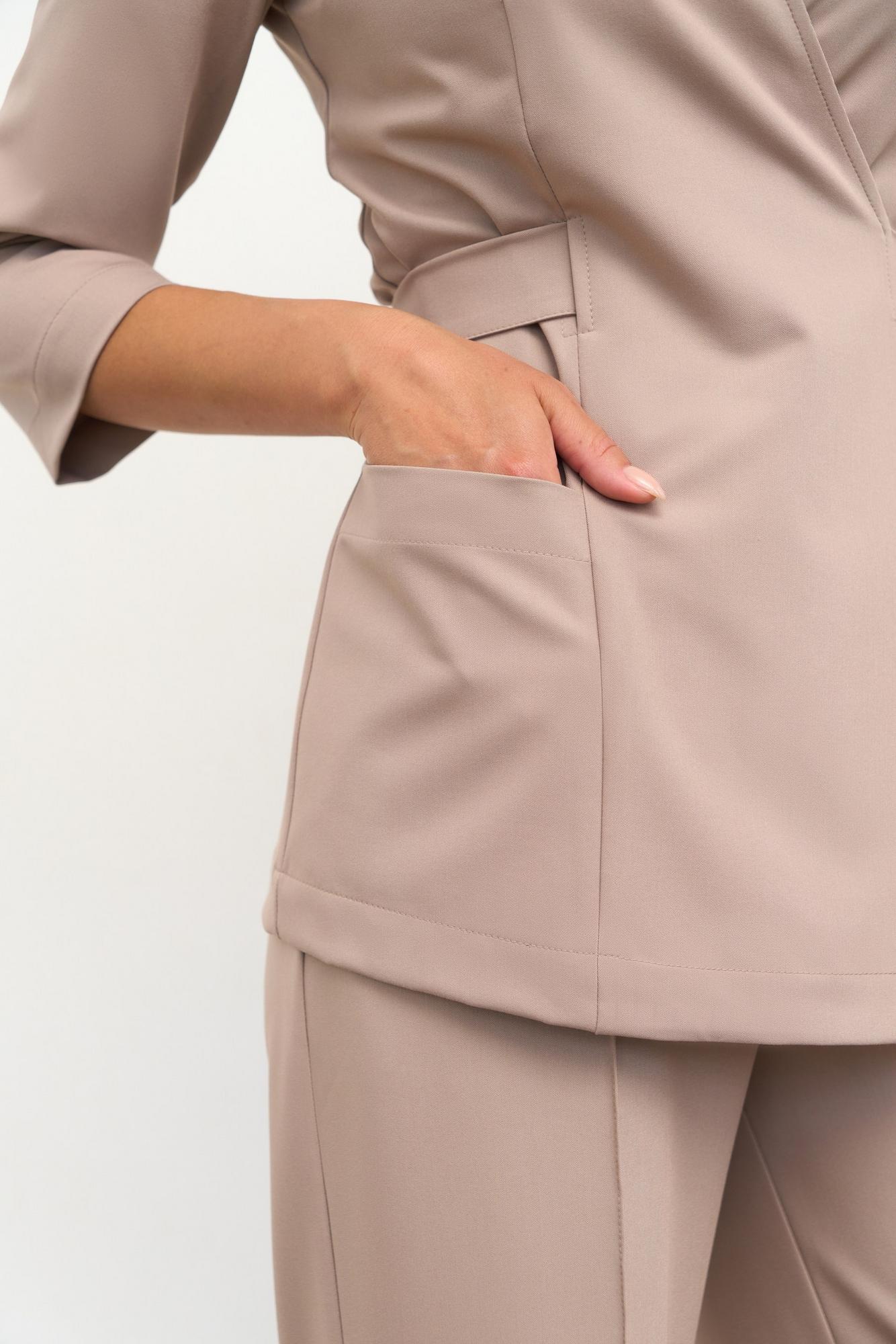 Блуза на запахе с поясом с рукавом 3/4 мокко KL 211