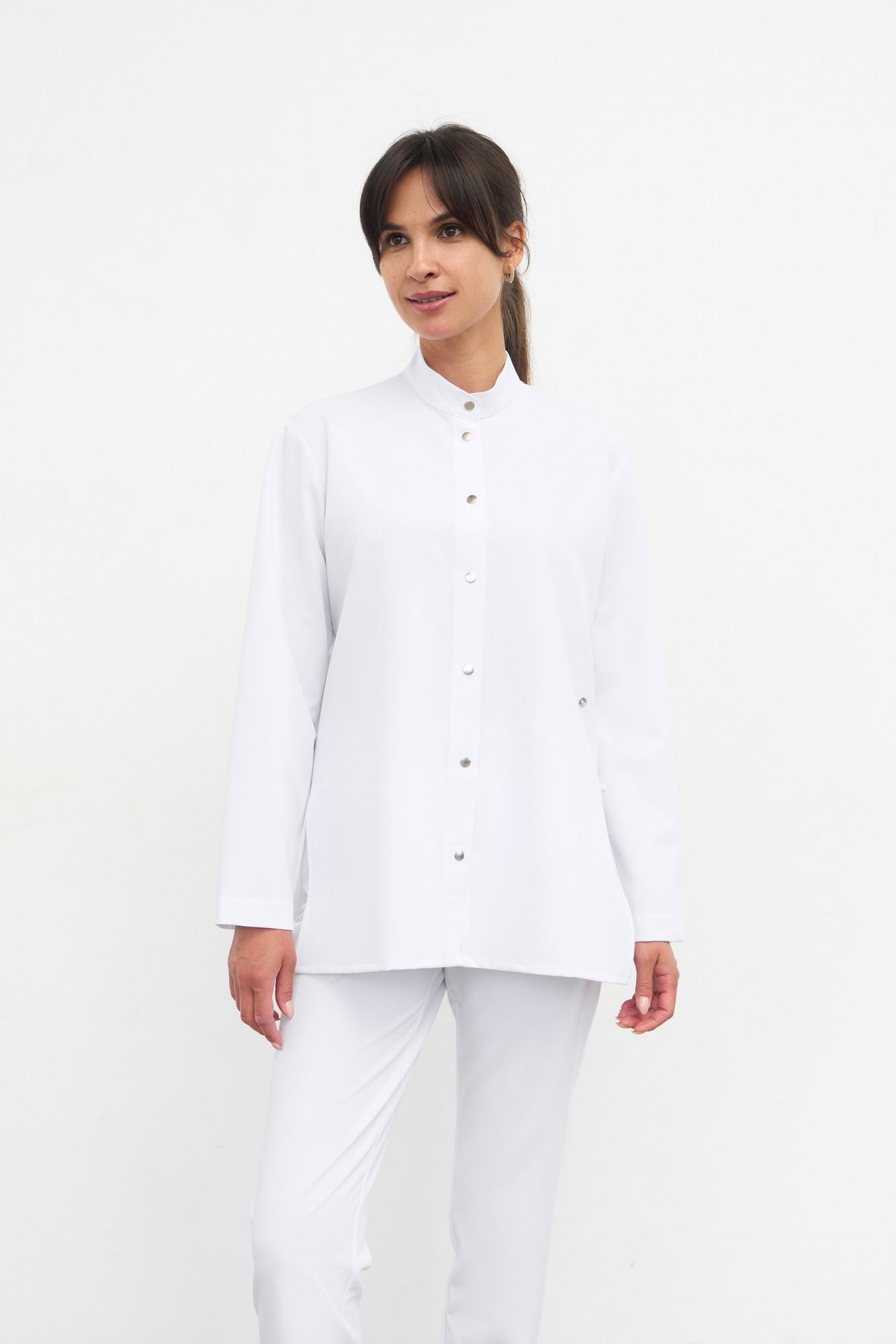 Блуза с асимметричной застежкой белая KL 213