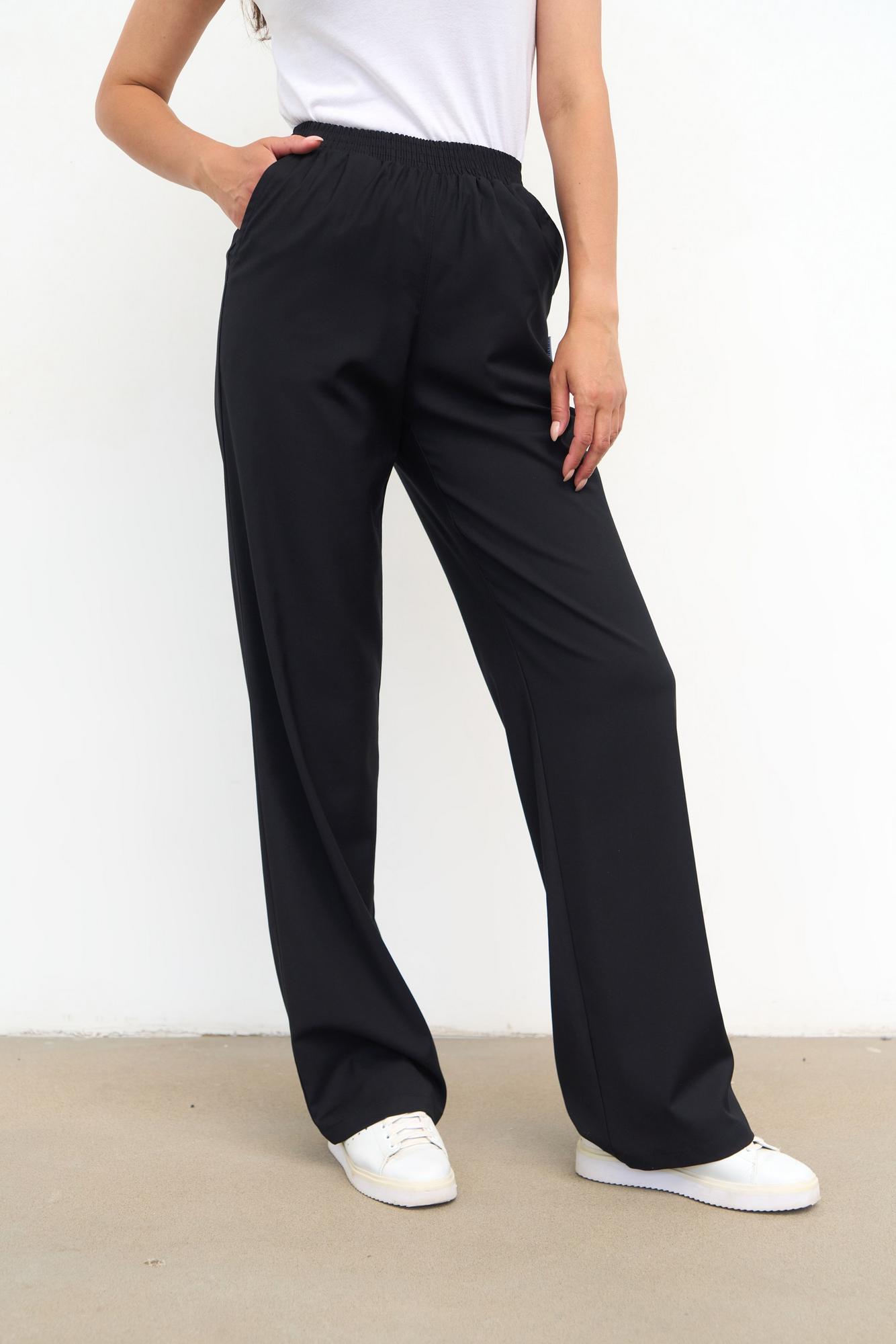 Прямые брюки на поясе черные KL 311