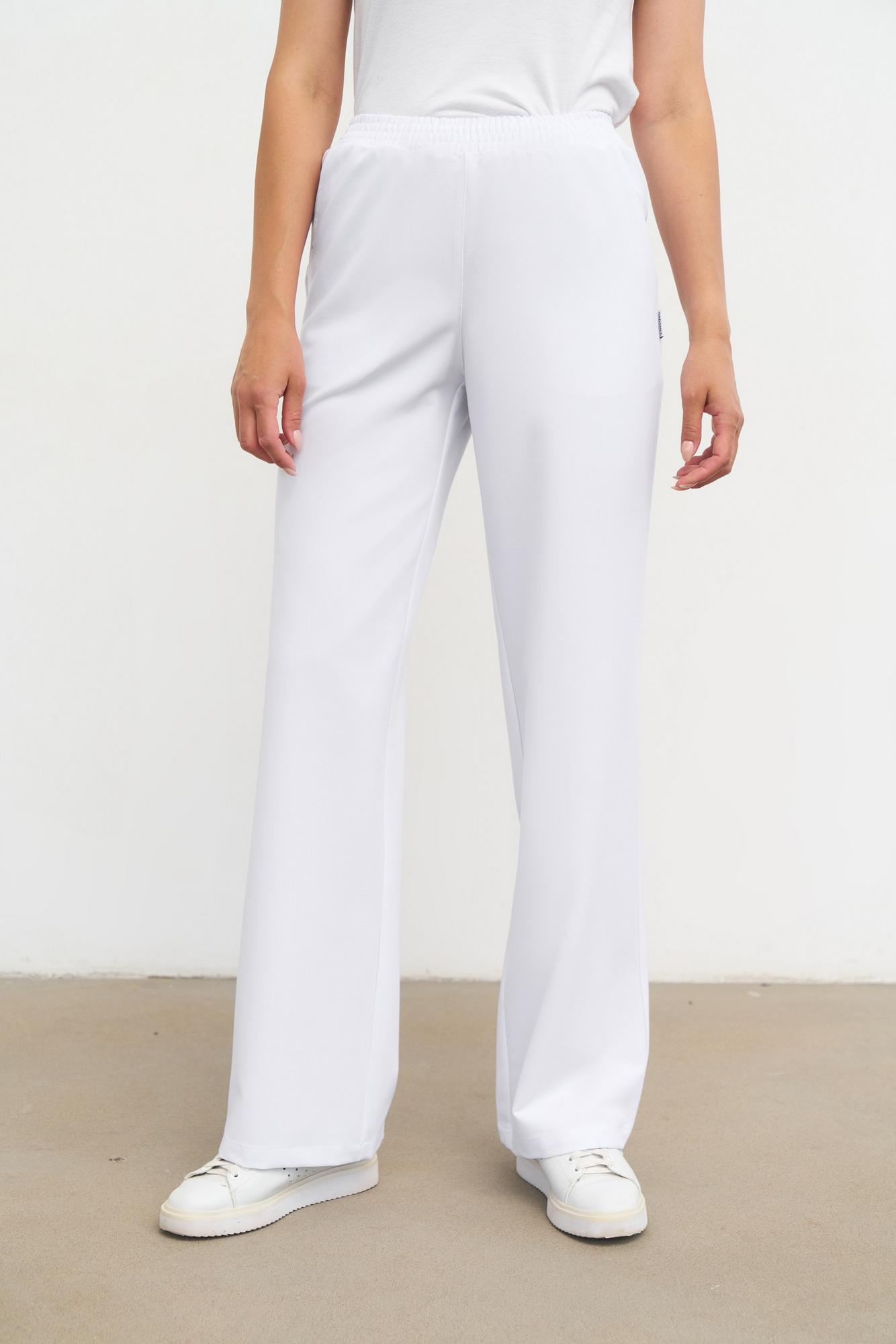 Прямые брюки на поясе белые KL 311