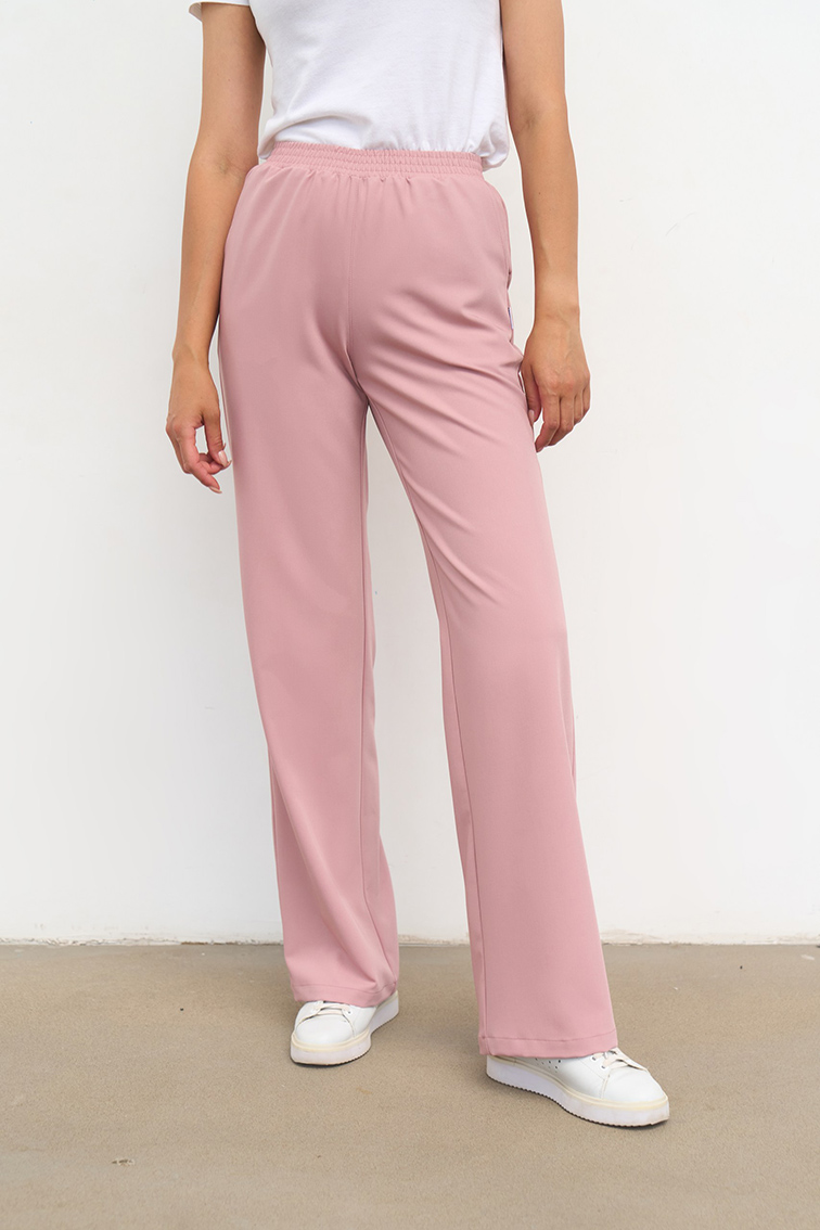 Прямые брюки на поясе пудровые KL 311