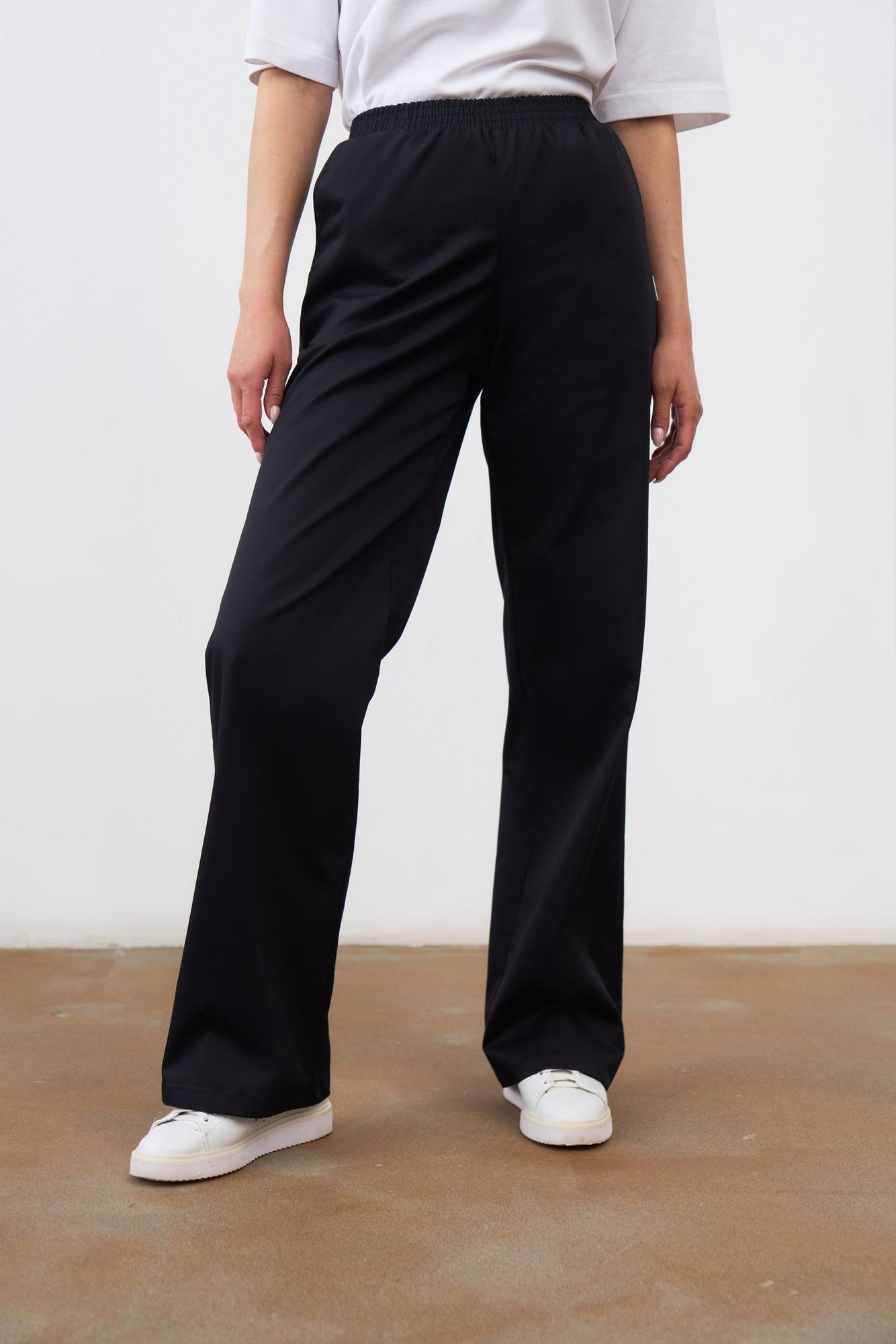 Прямые брюки на поясе черные KL 311