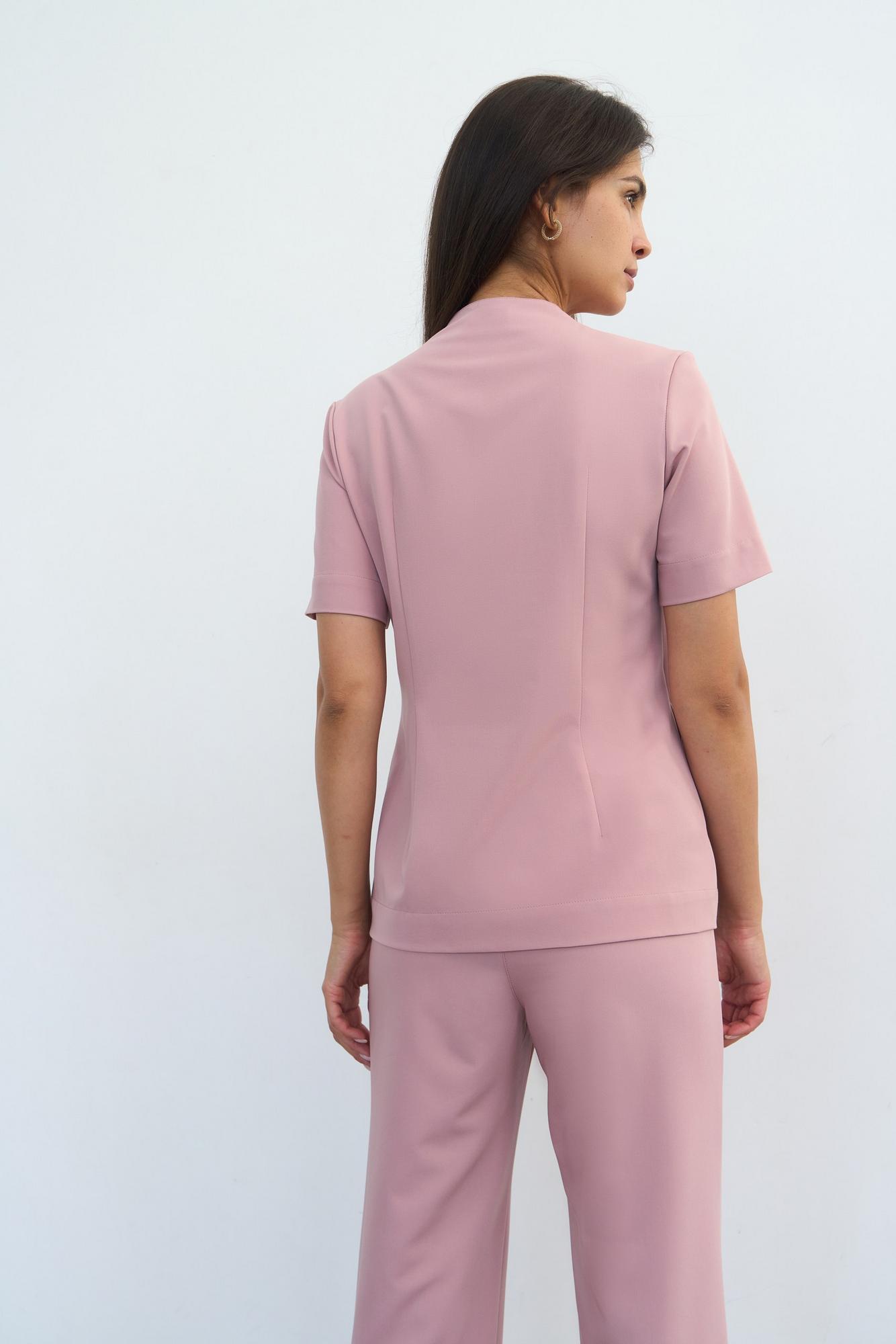 Блуза с коротким рукавом пудровая KL 216